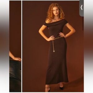 REFORMATION Paulette Cashmere Sweater Dress MIDI Size Medium Chocolate Brown